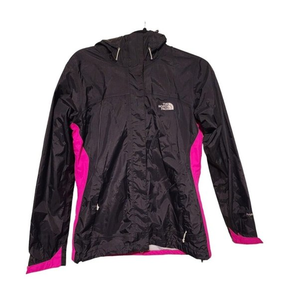 The North‎ Face Women's Hyvent Windbreaker Rain Jacket Hooded Black/Pink SP - Picture 1 of 12